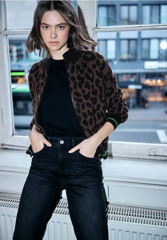 Street One Studio Frauen Leo Jacquard Cardigan in Braun, Gr: 40