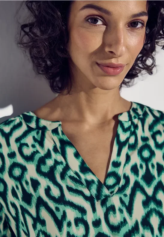 Thumbnail - Street One Frauen Gemusterte Bluse in Grün, Gr: 38