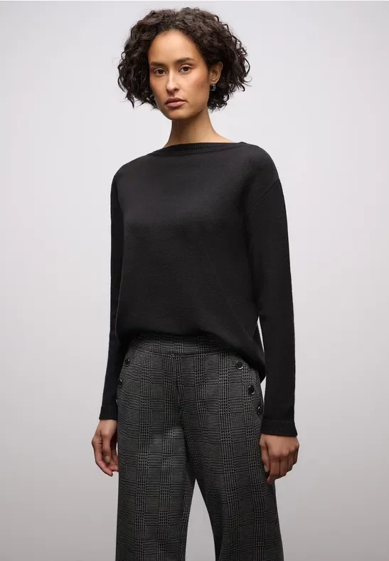 Street One Frauen Softer Basic Pullover in Schwarz, Gr: 44