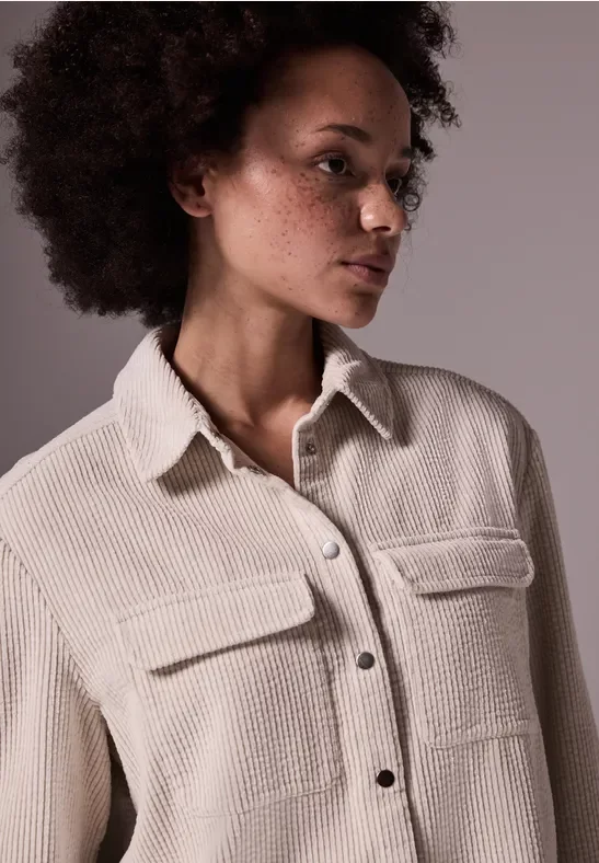 Street One Studio Frauen Cordbluse im Relaxed Fit in Beige, Gr: 46