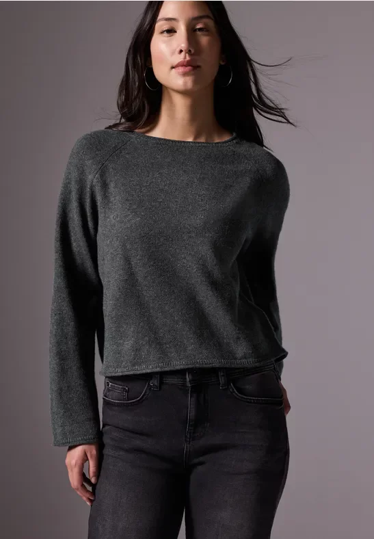 Street One Studio Frauen Rundhals-Pullover in Grau, Gr: 46