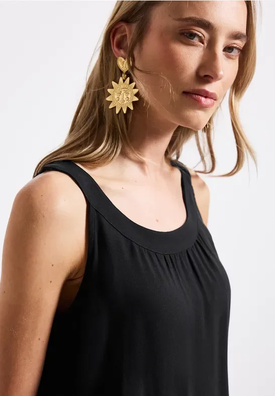 Street One Frauen Strukturmix-Top in Schwarz, Gr: 34