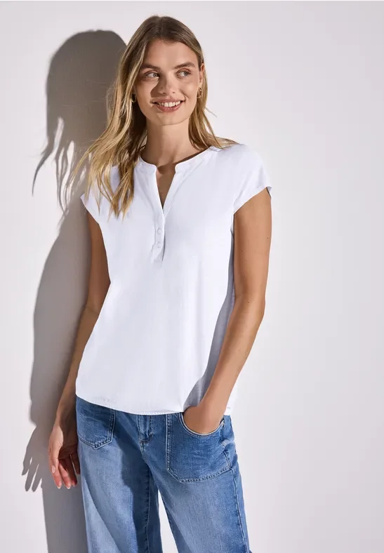 Street One Frauen Jersey Shirt im Tunika-Look in Weiß, Gr: 46