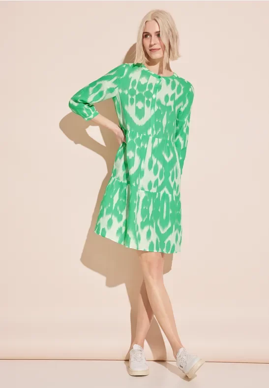 Thumbnail - Street One Frauen Leinen Kleid mit Print in Grün, Gr: 44