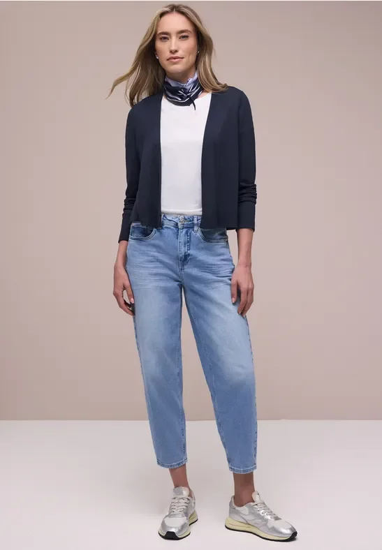 Street One Frauen Langarm Jacke in offener Passform in Blau, Gr: 36