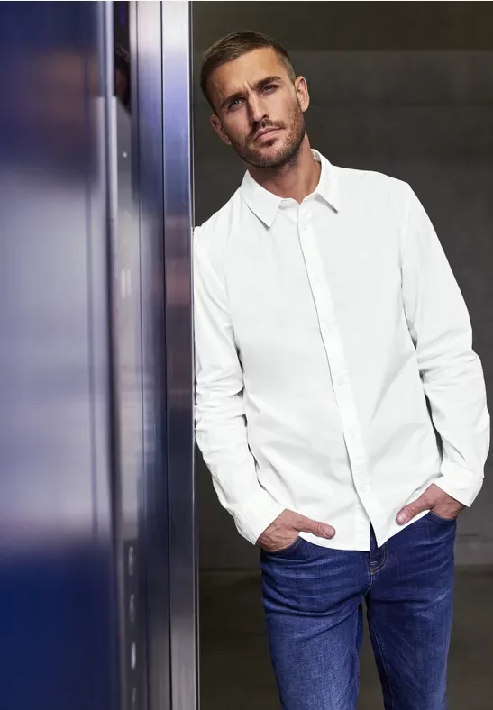 Thumbnail - Street One MEN Männer Popeline Stretch Hemd in Weiß, Gr: 3XL