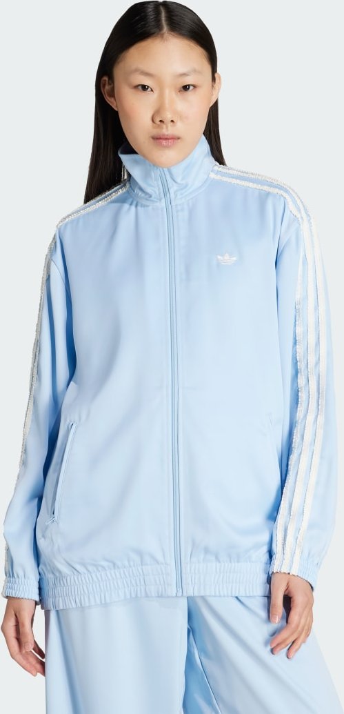 Adidas Firebirdjacke Originals Satinjacke, Rüschendetails, 3-Streifen