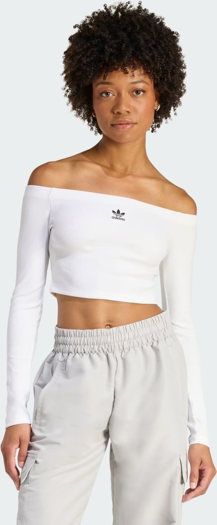 ESSENTIALS RIB OFF SHOULDER LONGSLEEVE