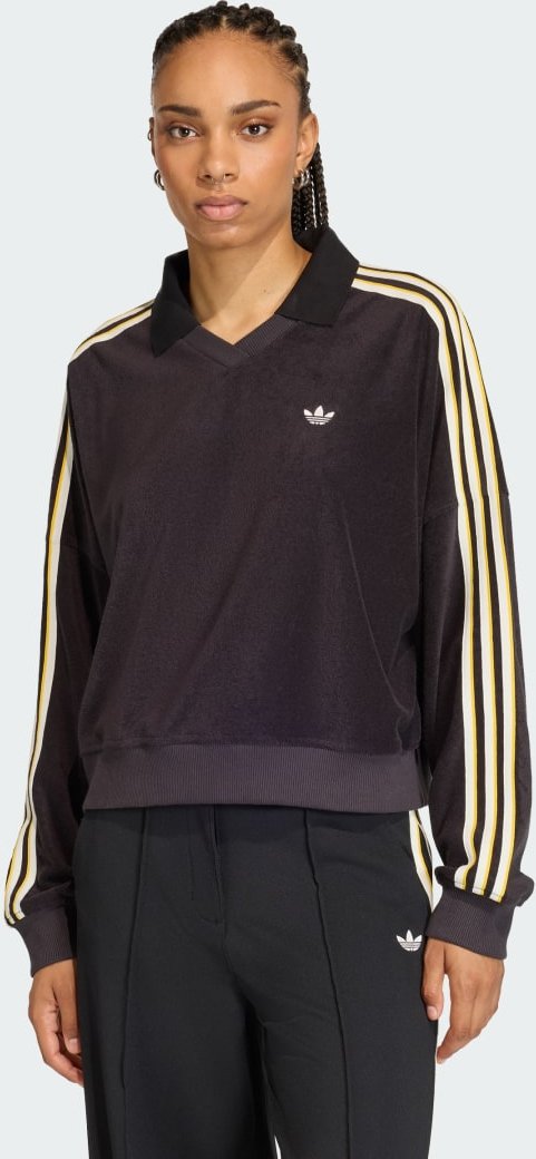 TERRY TOWEL V NECK LONG SLEEVES Poloshirt