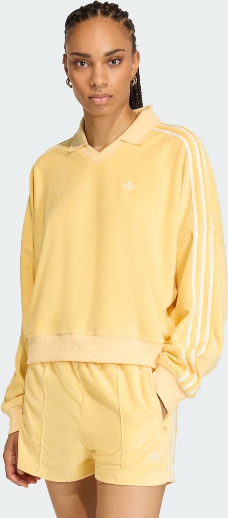 TERRY TOWEL V NECK LONG SLEEVES Poloshirt