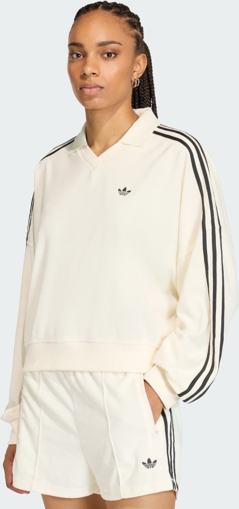 TERRY TOWEL V NECK LONG SLEEVES Poloshirt