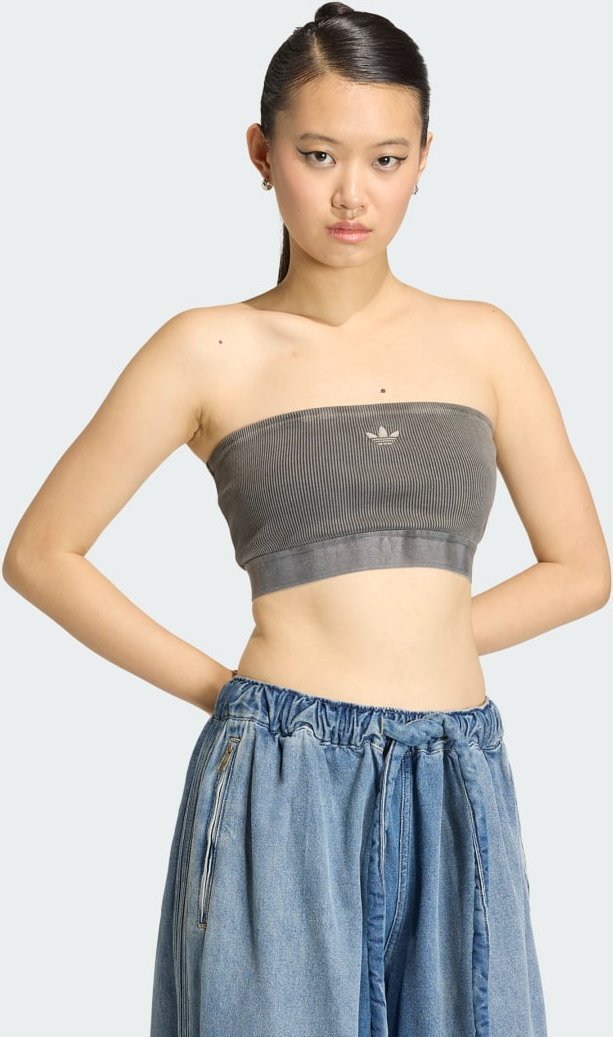 ESSENTIALS RIB BANDEAU-TOP WASHED