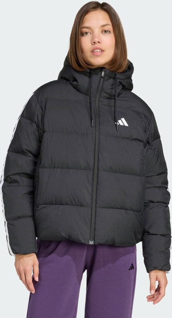 Essentials Climawarm 3-Streifen Puffer Daunenjacke mit Kapuze