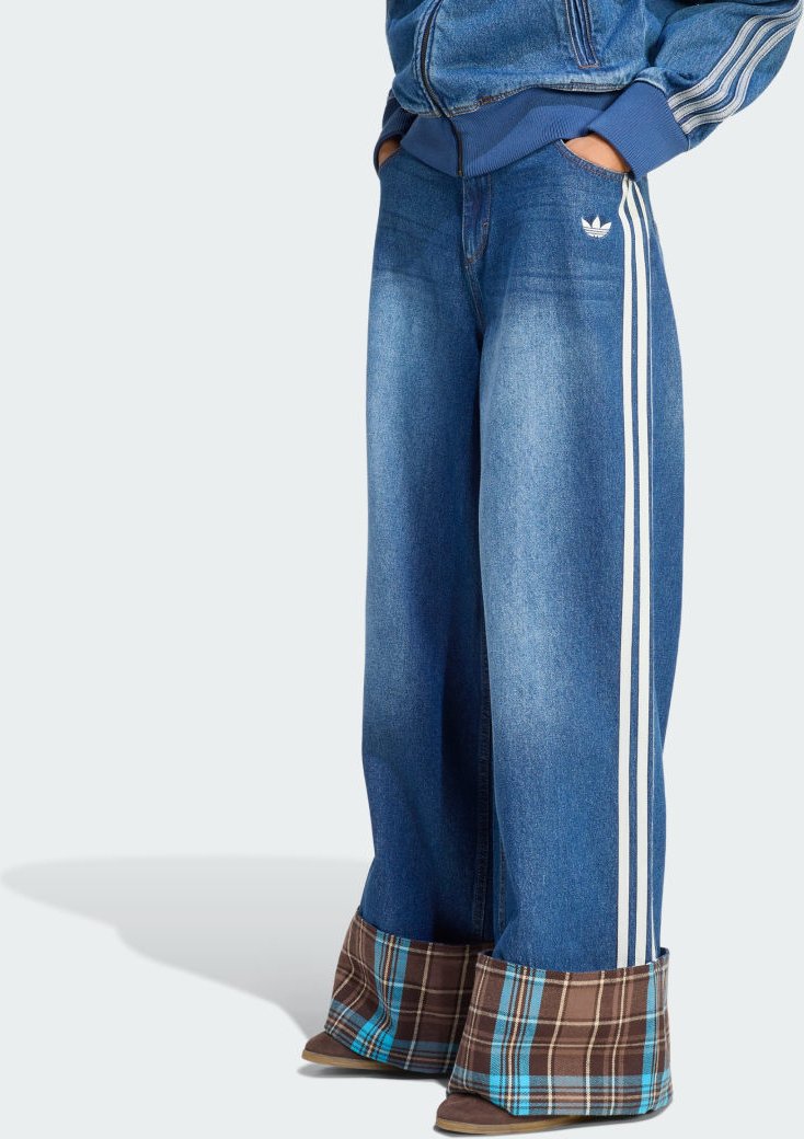 VINTAGE WIDE LEG JEANS MIT KARIERTER NAHT