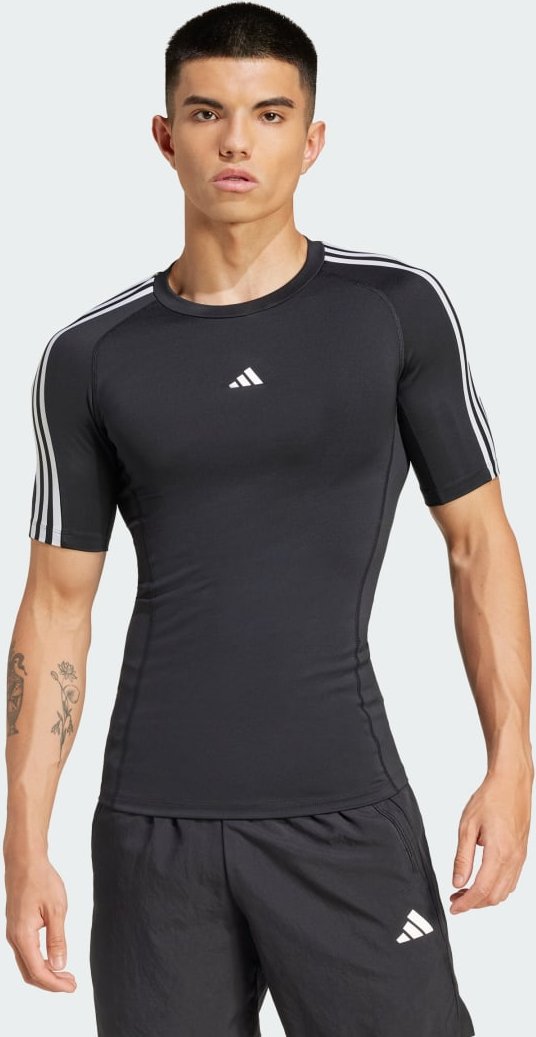 TECHFIT Compression Training 3-Streifen T-Shirt