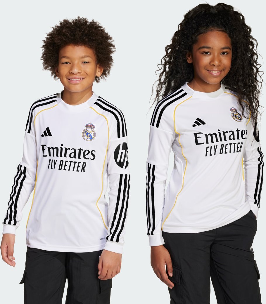 Real Madrid 25/26 Long Sleeve Kids Heimtrikot