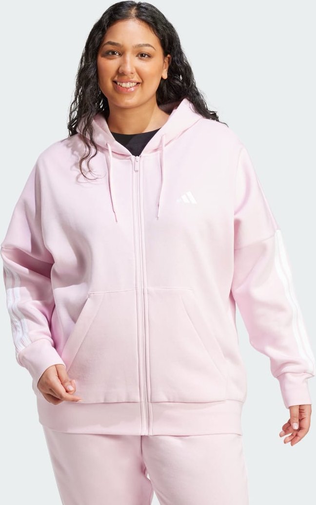 Essentials 3-Streifen Full-Zip Fleece Kapuzenjacke (Große Größen)