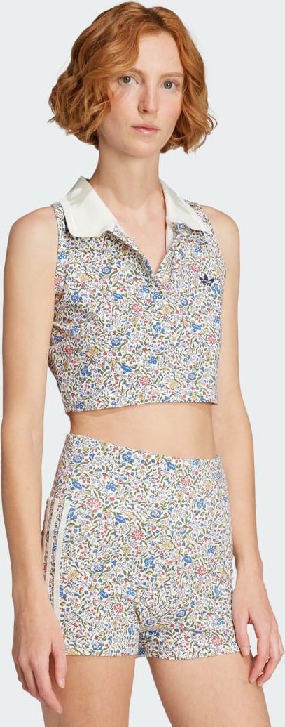 adidas Originals x Liberty London Poloshirt, ärmellos, kürzer geschnitten