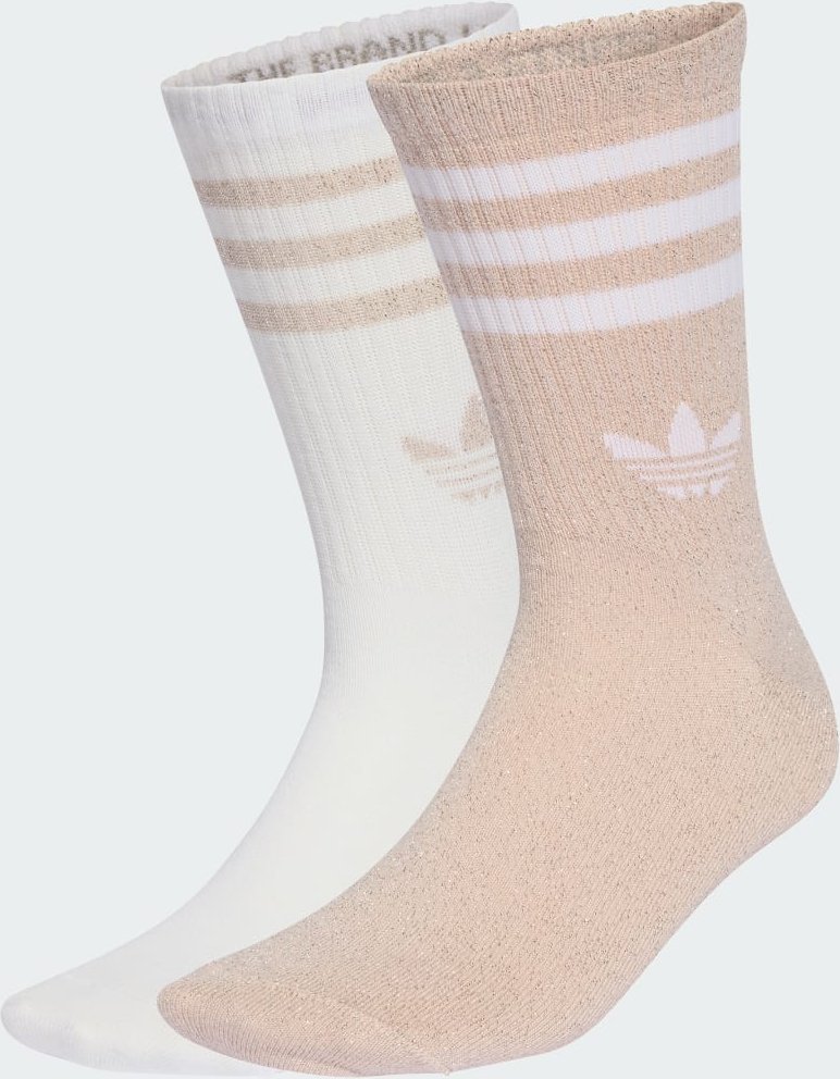 3-Streifen Glitzer Crew Socken, 2 Paar