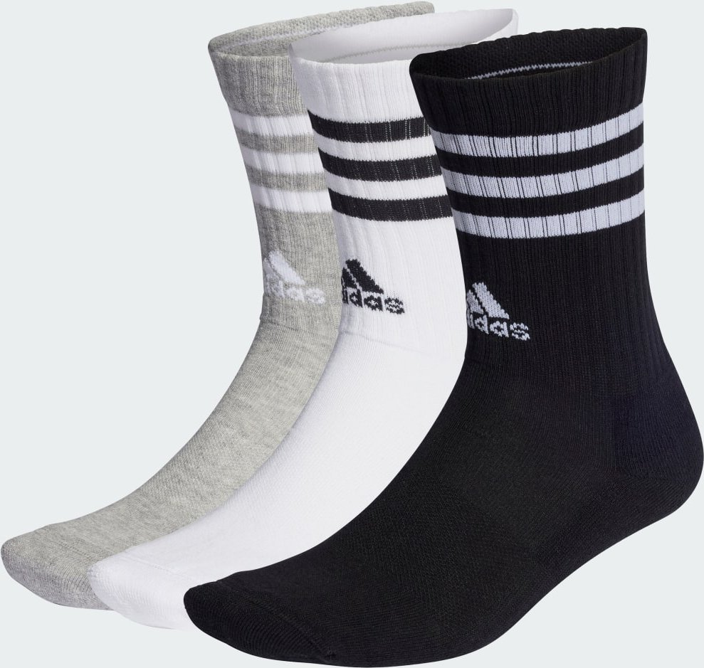 3-Streifen Cushioned Crew Socken, 3 Paar
