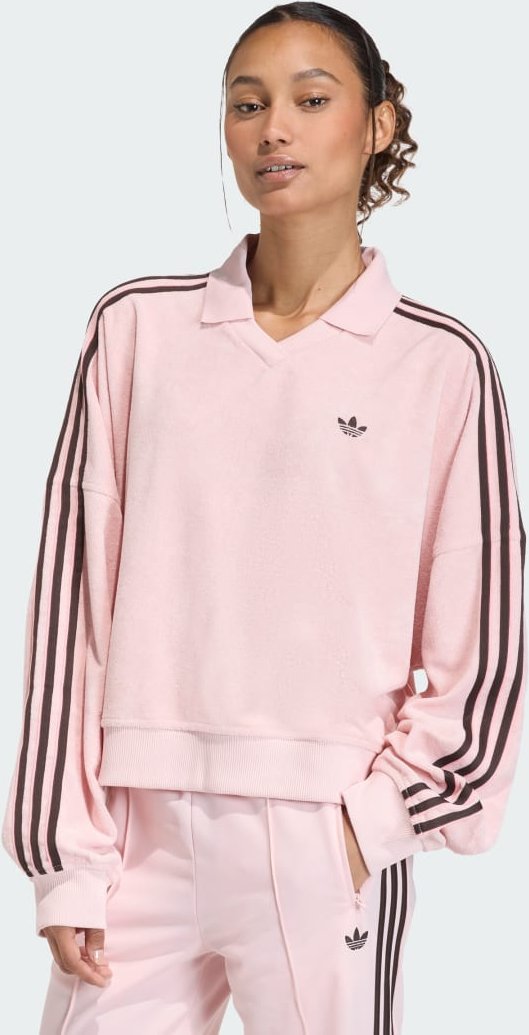 TERRY TOWEL V NECK LONG SLEEVES Poloshirt