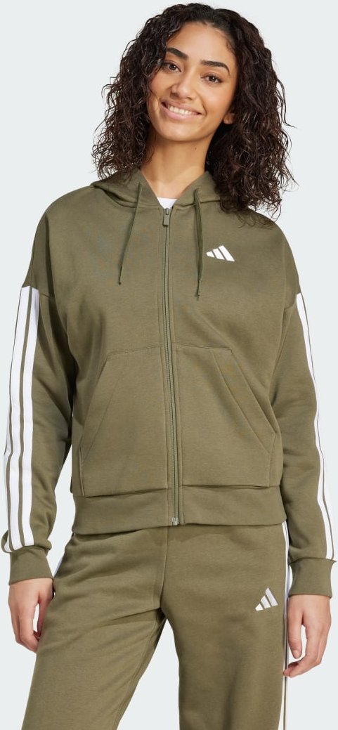 Essentials 3-Streifen Fleece Kapuzenjacke