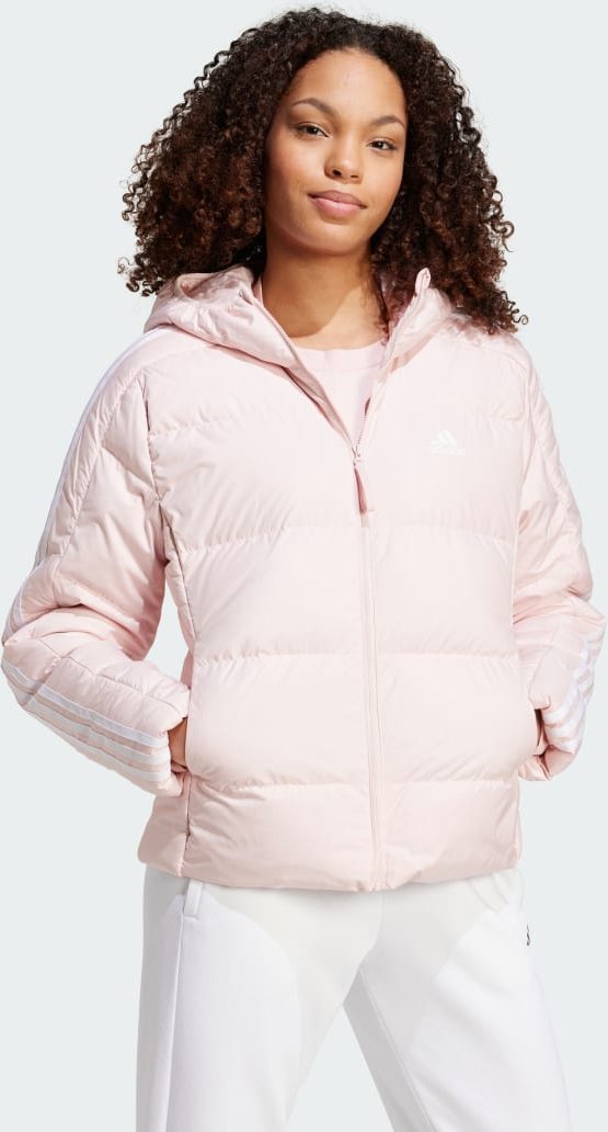 Essentials 3-Streifen Mid Hooded Daunenjacke