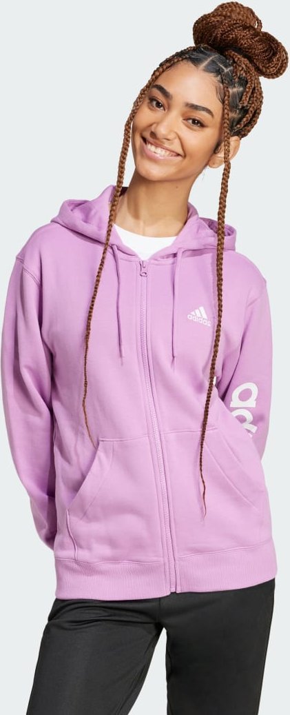 Essentials Linear French-Terry-Kapuzenjacke mit durchgehendem Reißverschluss