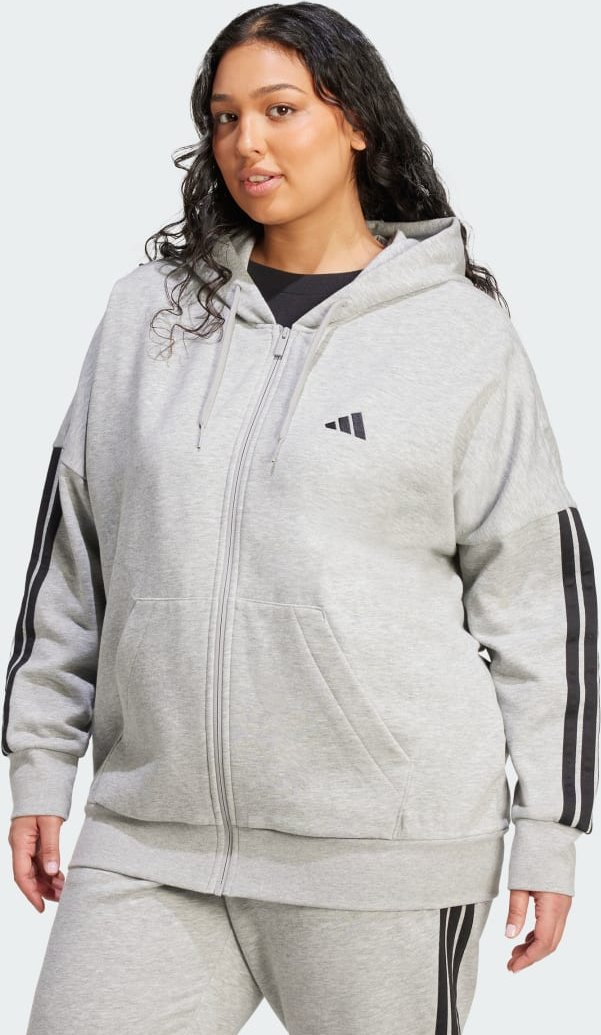 Thumbnail - Essentials 3-Streifen Full-Zip Fleece Kapuzenjacke (Große Größen)