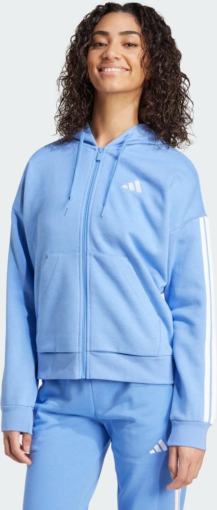 Essentials 3-Streifen Full-Zip Fleece Kapuzenjacke