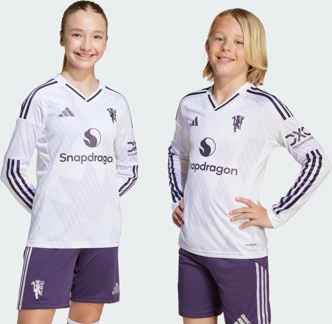 Thumbnail - Manchester United 25/26 Long Sleeve Kids Auswärtstrikot