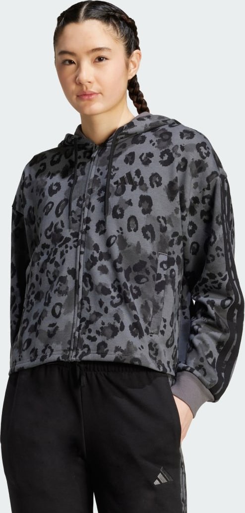 Animal Print 3-Stripes French Terry Full-Zip Kapuzenjacke