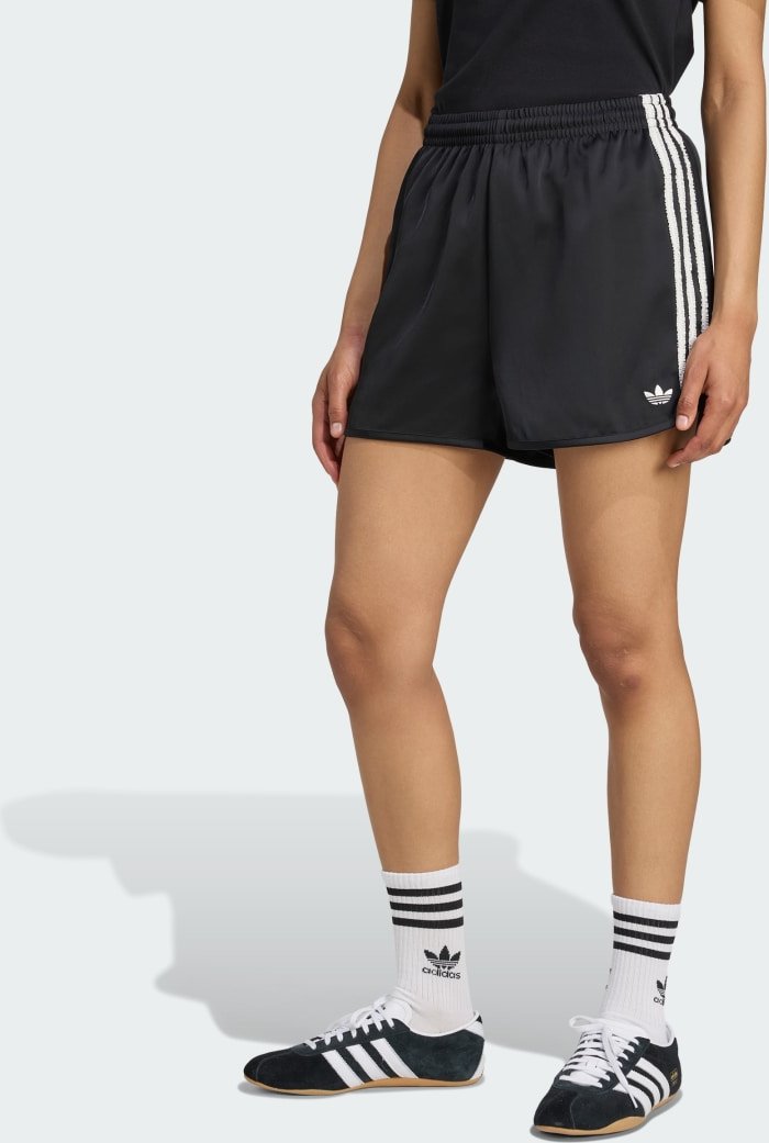 adidas Originals Satin-Shorts, Rüschendetails, 3-Streifen