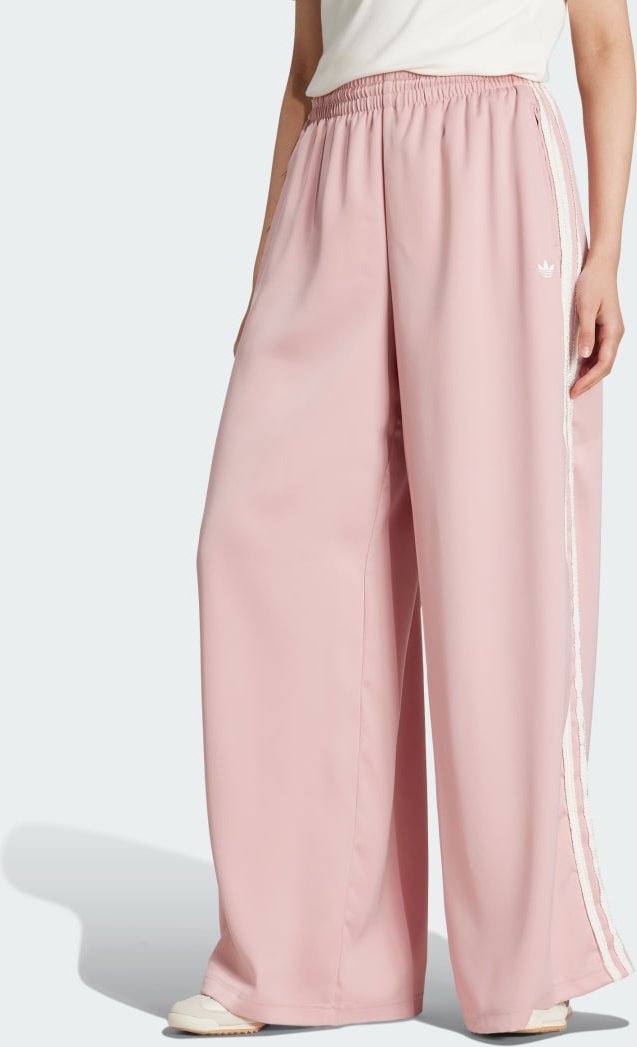 adidas Originals Satin Wide Leg Hose mit Rüschen 3-Streifen