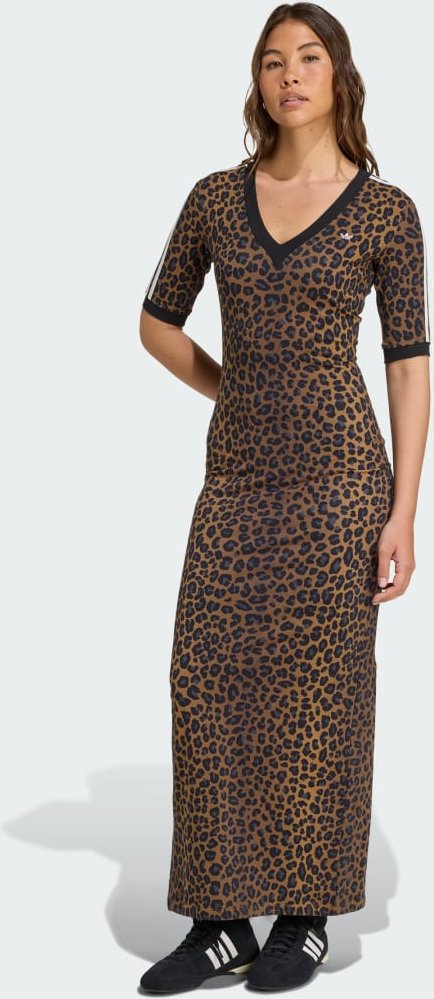 Leopard V-Neck Maxi Kleid