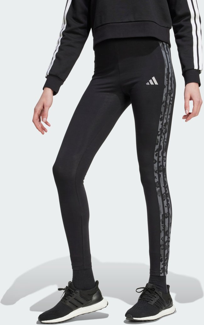 Animal Print 3-Stripes High Rise Leggings