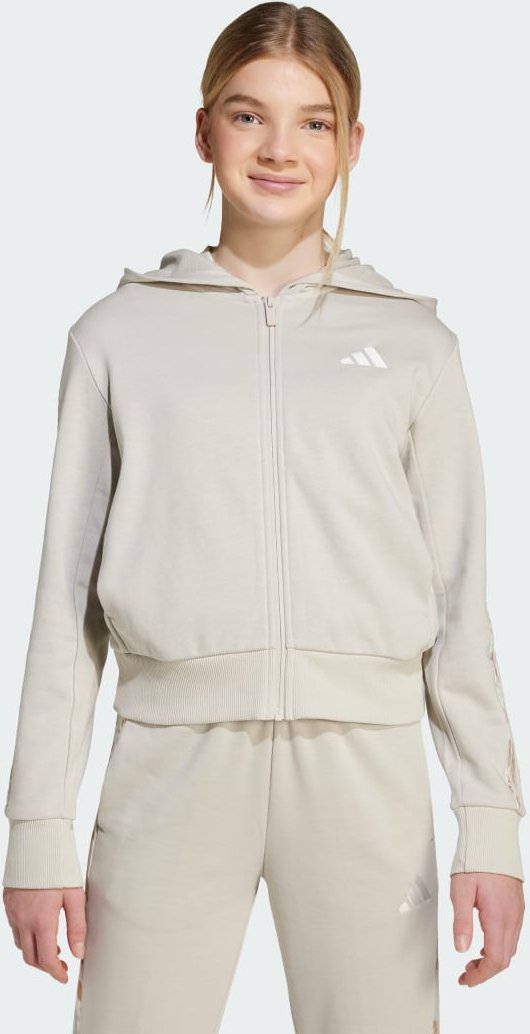 adidas Girls Kapuzenjacke 3-Streifen mit Animalprint aus French Terry für Kinder und Teens