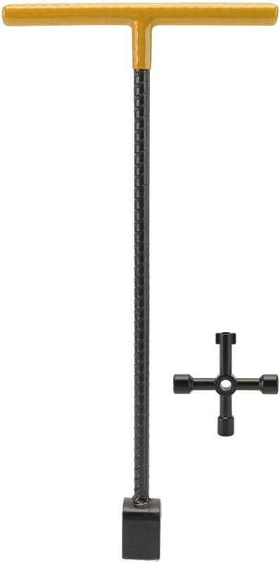 Stahl-Wasserzhlerschlüssel, Multifunktions-T-Griff-Bordsteinschlüssel mit 4-Wege-Werkzeug für Ventile, Wasserhhne, Gelb