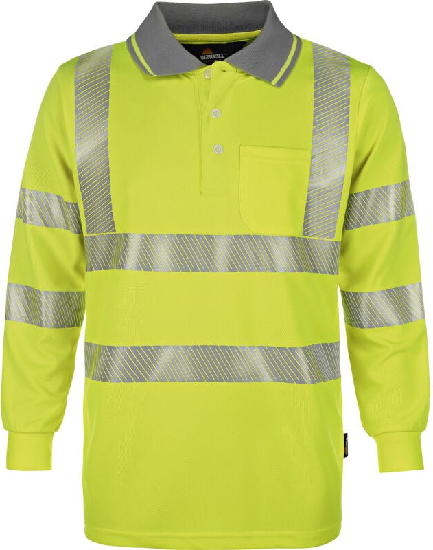 Trizeratop - Triuso Vizwell Warnschutz-Langarmpolo VWPS32 Gr. 3XL leuchtgelb/marine