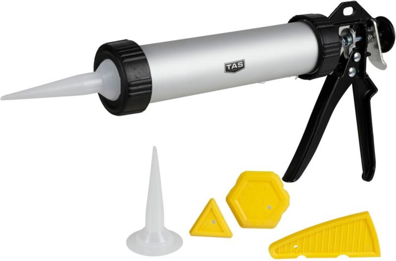 Buri - Alu Silikonpresse mit Zubehör Kartuschenpistole Silikonpistole Kartuschenpresse