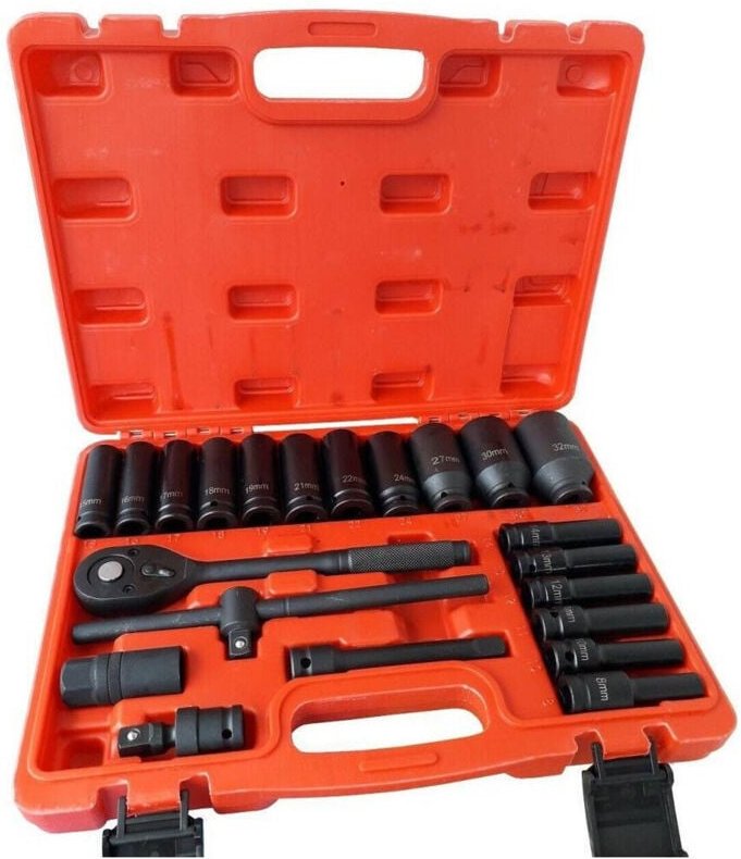 Trade Shop - SET 22 BUSSOLE BOCCOLE 1/2" EXAGONALIEN 8 BIS 32 MIT REVERSIBLE CRICH -