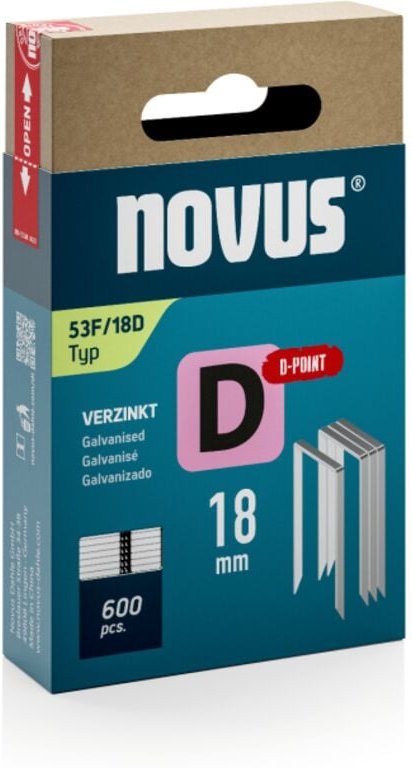 Novus - Tackerklammer Typ 53 f D-Point Sägeschnitt 18 mm 600 Stück Flachdrahtklammern