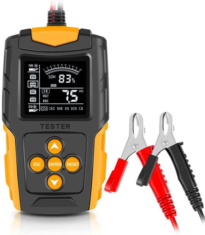 Auto-Batterietester 12V/24V LCD Digitaler Batterietester Fahrzeugdiagnosegerät SOH SOC CCA Messung IR für Auto LKW Motor...