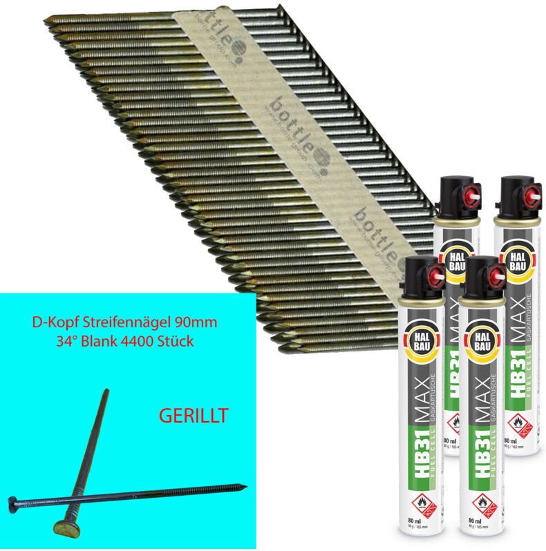 CONTOO HB43 Streifennagel 3,1x90 4400 Stk D-Kopf GR + GAS 4 x HB31