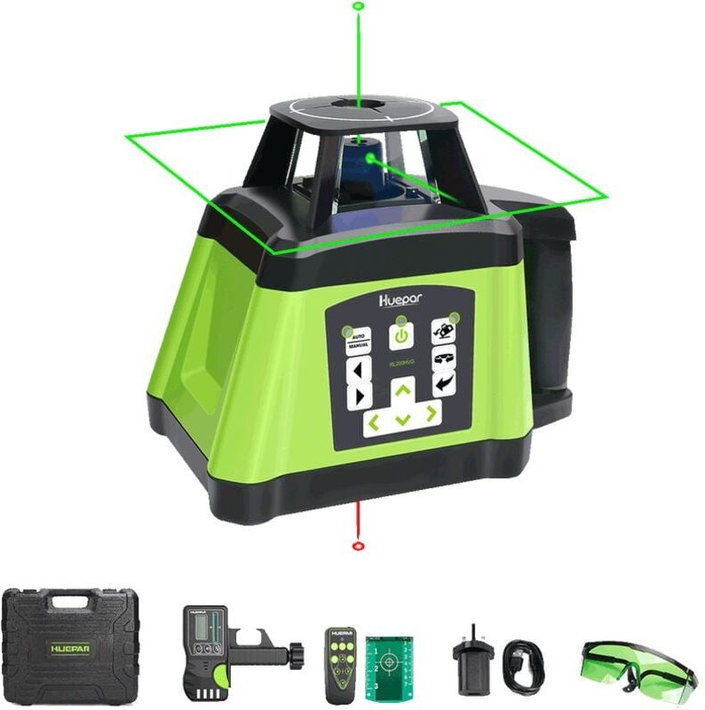 Green Selbstnivellierendes Rotationslaser-Nivellierset – horizontale und vertikale Lotpunkte nach oben und unten – Rotat...
