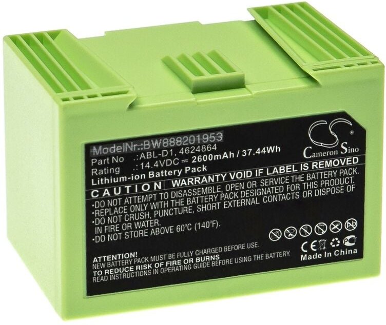Akku kompatibel mit iRobot Roomba e619240, e6134, e619840, e6198, e619820, i31502F Saugroboter Schwarz (2600 mAh, 14,4 v...