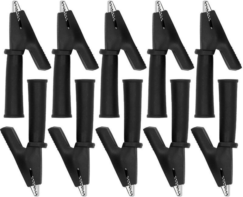 10 Stück Krokodilklemmen für Messleitungen, PVC-isolierte Sicherheitsklemmen aus Messing für Multimeter mit 4-mm-Bananen...