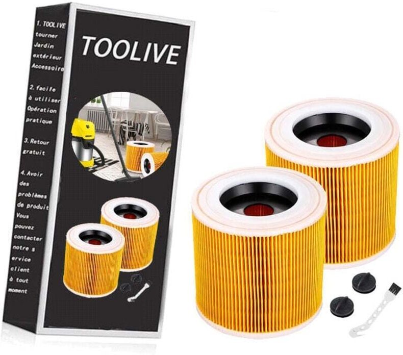 2er-Pack Filter für Kärcher WD3 Premium, WD2, WD3P, MV2, MV3 Staubsauger – WD3 Ersatzfilter – 6.414-552.0