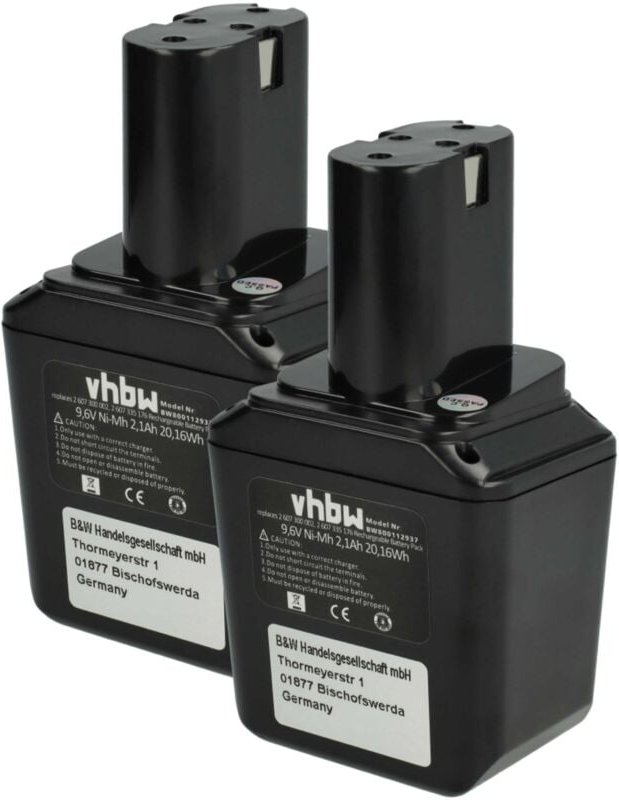 2x Akku kompatibel mit Bosch gsb 9,6 vet, gsb 9,6 ves, gsb 9,6 ve, gbm 9,6 ves, gsc 9,6 v Werkzeug (2100 mAh, NiMH, 9,6 ...