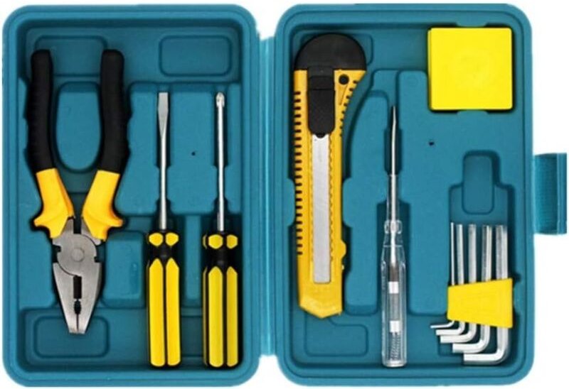 12-teiliges Werkzeugset – Haushaltswerkzeugset mit Kunststoff-Werkzeugkasten (kleine Größe)